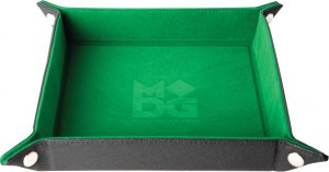 Fold Up Velvet Dice Tray with PU Leather Backing Green