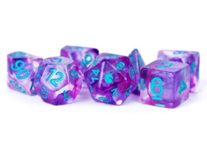 Unicorn Violet Infusion Resin 16mm 7ct Polyhedral Dice Set