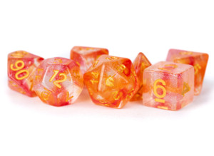 Unicorn Mystic Embers Resin 16mm 7ct Polyhedral Dice Set