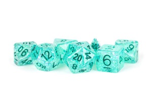 Flash Teal Resin 16mm 7ct Polyhedral Dice Set