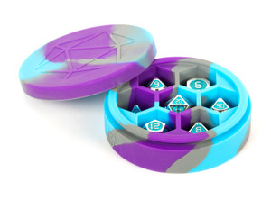 Silicone Round Dice Case Purple/Gray/Light Blue