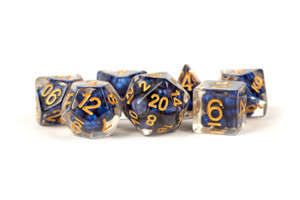 Pearl Royal Blue/Gold Resin 16mm 7ct Polyhedral Dice Set