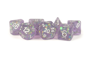 Icy Opal Purple Resin 16mm 7ct Polyhedral Dice Set
