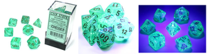 Borealis Polyhedral Light Green/Gold Luminary 7ct Dice Set