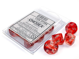 Nebula D10 Red/Silver Luminary 10ct Dice Set