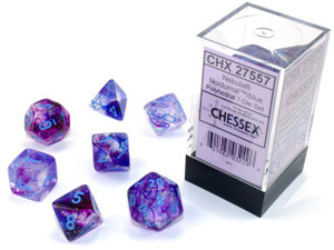 Nebula Polyhedral Nocturnal/Blue Luminary 7ct Dice Set