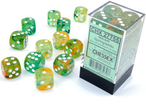 Nebula D6 Spring/White Luminary 16mm 12ct Dice Set