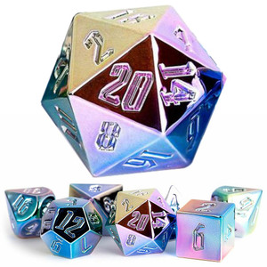 Rainbow Aegis Uninked Aluminum Plated Acrylic 16mm 7ct Polyhedral Dice Set