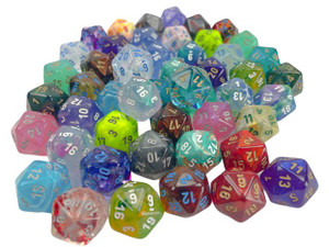 Assorted Mini-hedral D20 Dice 50ct Bag