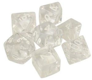 Translucent Polyhedral Clear/White 7ct Dice Set