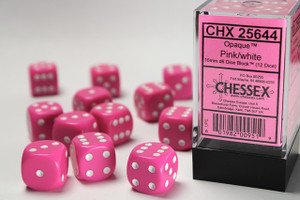 Opaque D6 Pink/White 16mm 12ct Dice Set