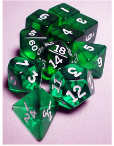 Dice Poly Translucent Green/White 10ct