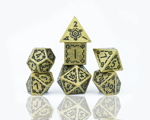 Illusory Metal 7ct Polyhedral Dice Set Gold