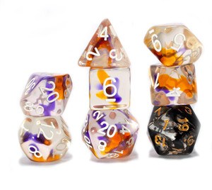 Purple-Orange/Clear 7ct Polyhedral Dice Set
