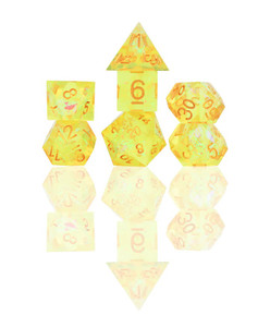 Sharp Yellow Fairy 7ct Polyhedral Dice Set
