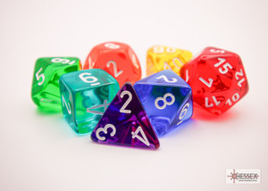 Translucent Polyhedral Prism GM & Beginner Player 7ct Dice Set