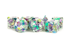 Recycled Dice/Purple Resin 16mm 7ct Polyhedral Dice Set