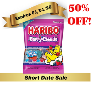 50% OFF Haribo Berry Clouds Gummy Candy 4.1 Ounce 12 Count Peg Bag