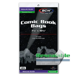 Comic Bag Resealable Silver/Regular 100ct Pack