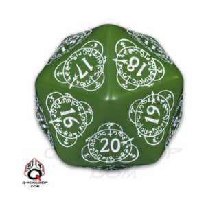Dice D20 Level Counter Countdown Green & White