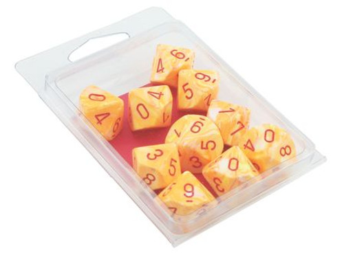 Festive D10 Sunburst/Red 10ct Dice Set