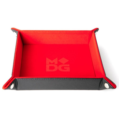Fold Up Velvet Dice Tray with PU Leather Backing Red