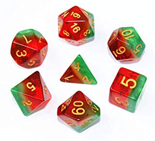 Watermelon Resin 16mm 7ct Polyhedral Dice Set