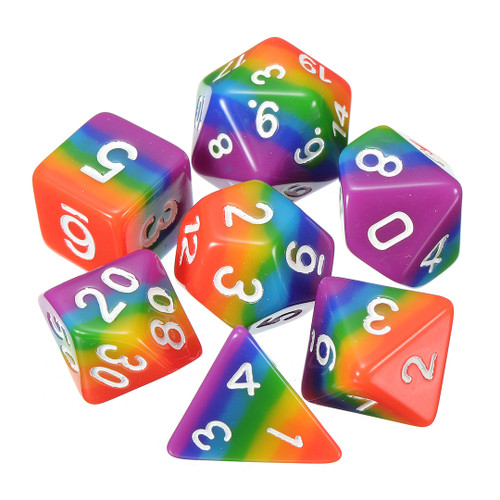 Rainbow Resin 16mm 7ct Polyhedral Dice Set