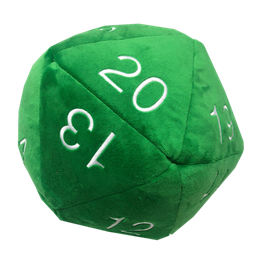 Jumbo D20 Novelty Plush Dice Green with White Numbers