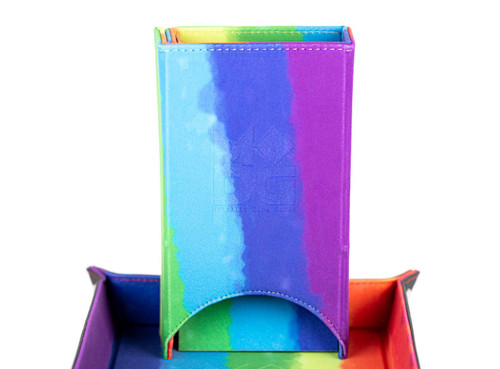 Fold Up Dice Tower Watercolor Rainbow
