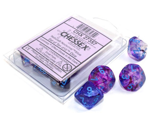 Nebula D10 Nocturnal/Blue Luminary 10ct Dice Set