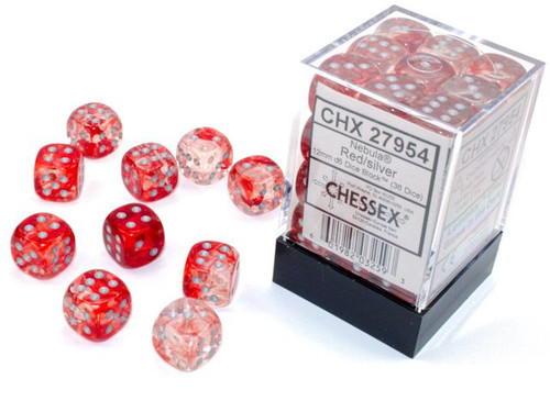 Nebula D6 Red/Silver Luminary 12mm 36ct Dice Set