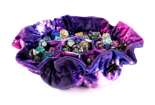 Nebula Velvet Compartment Dice Bag with Pockets