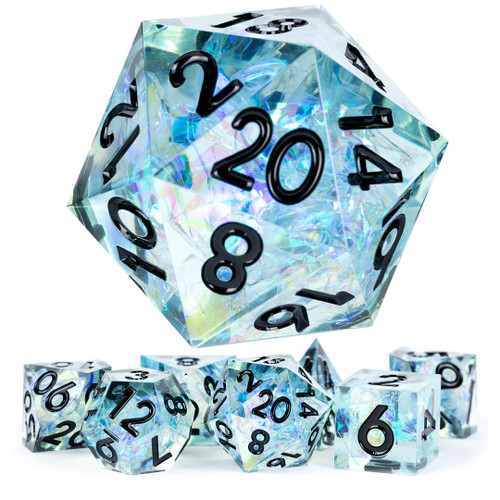 Captured Frost Handcrafted Sharp Edge Resin 7ct Dice Set
