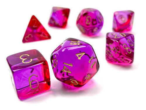 Gemini Polyhedral Translucent Red-Violet/Gold 7ct Dice Set