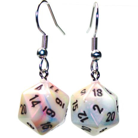 Hook Earrings Mini-hedral D20 Festive Circus