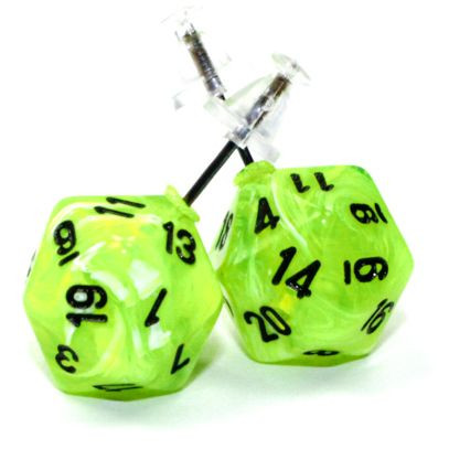 Stud Earrings Mini-hedral D20 Vortex Bright Green