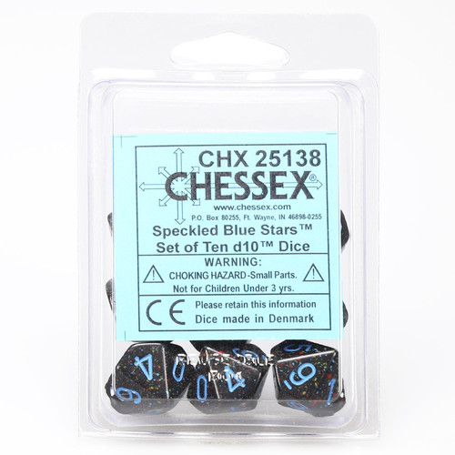 Speckled D10 Blue Stars 10ct Dice Set