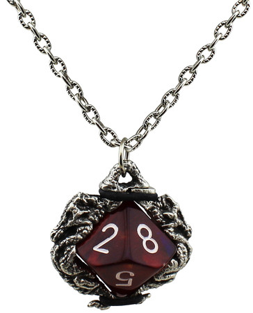 Pendant Necklace D10 Dragons Old Silver Finish