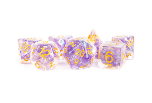 Pearl Purple/Gold Resin 16mm 7ct Polyhedral Dice Set