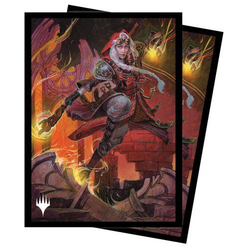 SALE Dominaria United 100ct Sleeves V3 featuring Borderless Planeswalker - Jaya, Fiery Negotiator for Magic: The Gathering