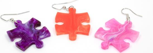 Hook Earrings Puzzle Piece Marble (Assorted Dice Colors)