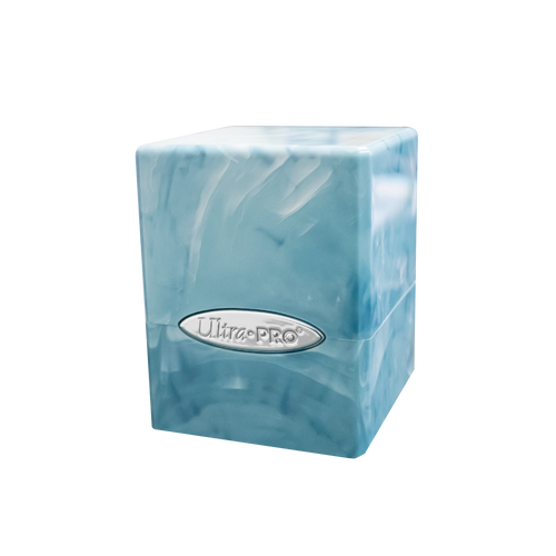 Marble Satin Cube Light Blue/White