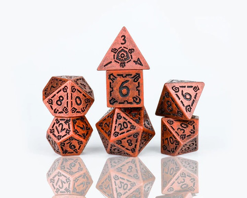 Illusory Metal 7ct Polyhedral Dice Set Copper