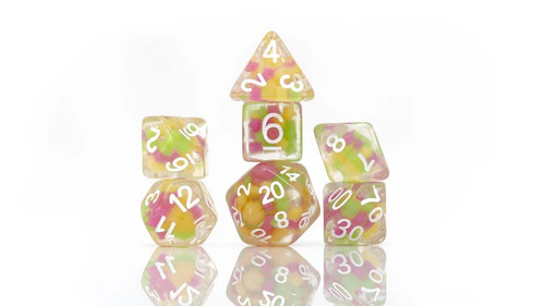 Melon Ball Glowworm 7ct Polyhedral Dice Set