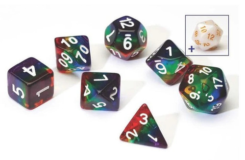 Rainbow Transparent Layered Resin 7ct Polyhedral Dice Set