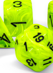 Vortex Mega-hedral Polyhedral Bright Green/Black 7ct Dice Set