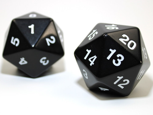 Opaque D20 Black/White 55mm Single Dice