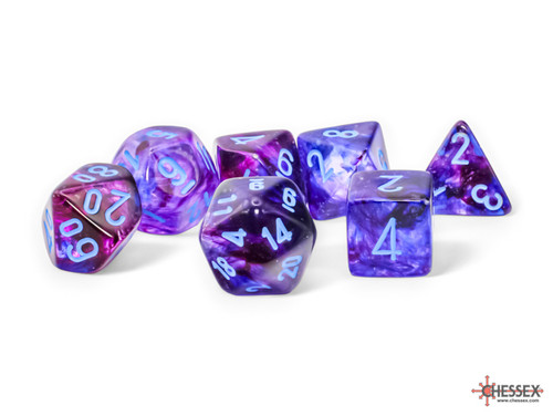 Nebula Mega-hedral Polyhedral Nocturnal/Blue Luminary 7ct Dice Set