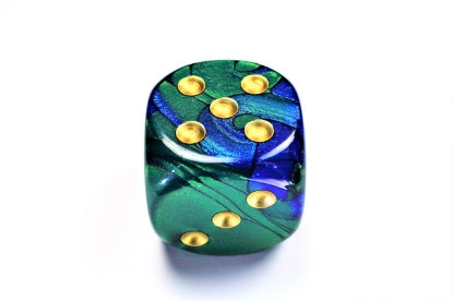 Gemini D6 Blue-Green/Gold 50mm Single Dice